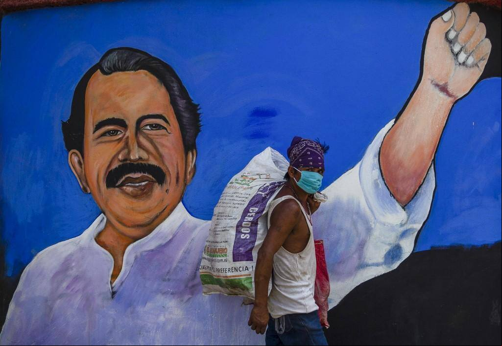 Grafitti com a imagem de Daniel Ortega, presidente da Nicarágua, na capital Manágua